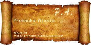 Prohaska Alexia névjegykártya